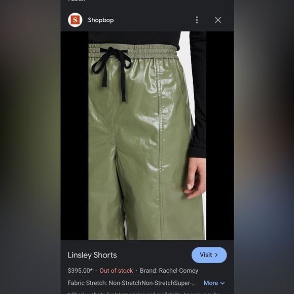 Rachel Comey- Olive Green Waxed Linsley Long Length Drawstring Shorts - Picture 2 of 10